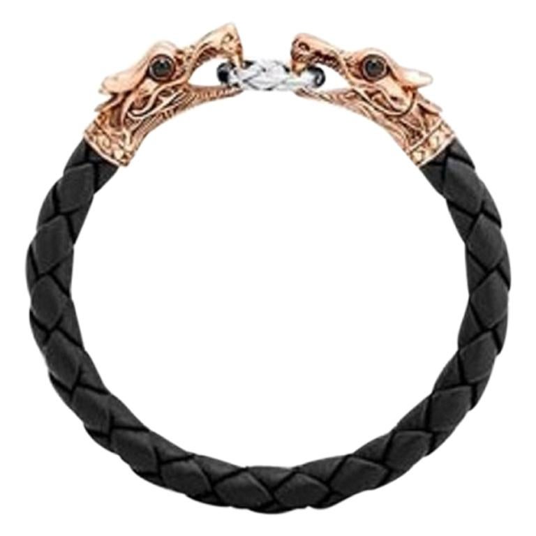 John Hardy Men S Legends Naga Bronze Silver Black Woven Leather Dragon Bracele