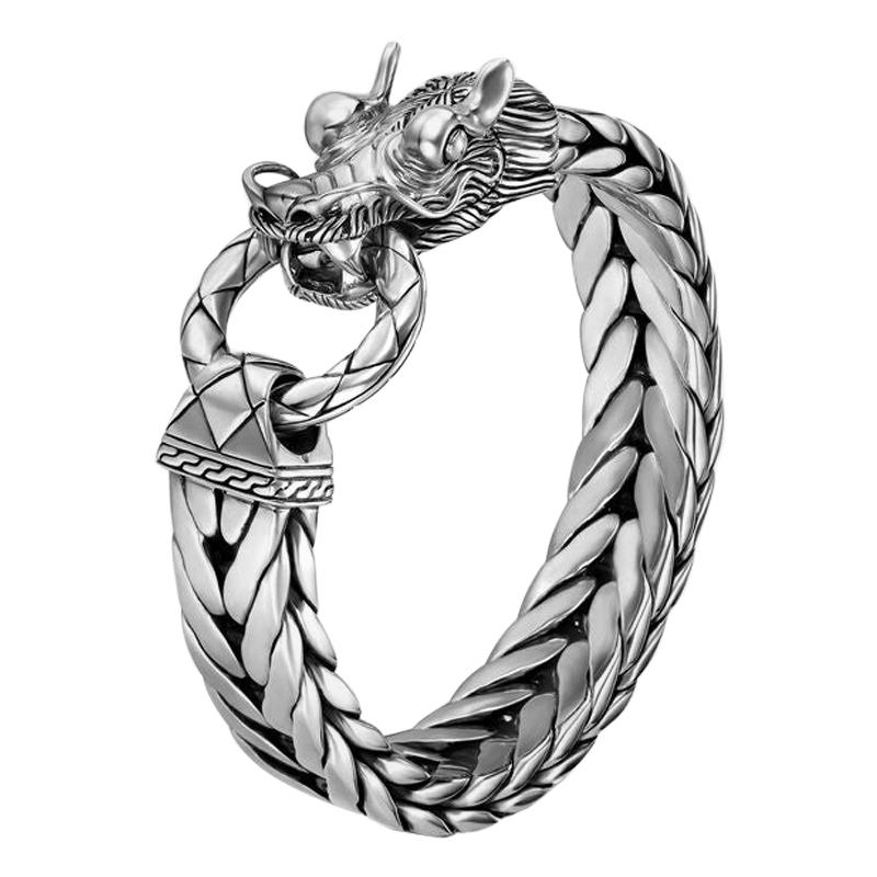 John Hardy Men's Legends Naga Silver Dragon Head Bracelet BM65210XM