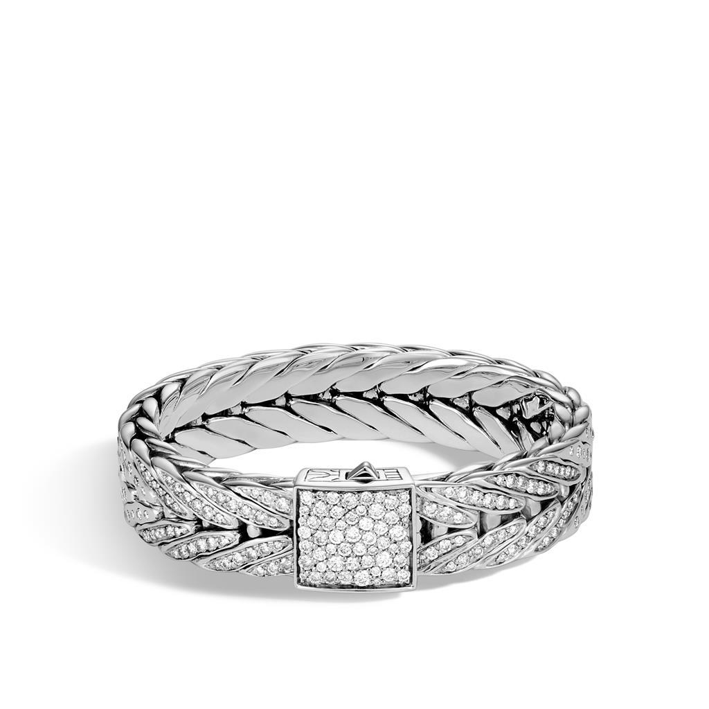 John Hardy Bracelet moderne en chaîne pour homme en argent pavé de diamants de 6,16 carats BMP901142DIXM Pour hommes en vente