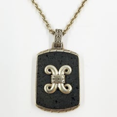 John Hardy Men's Volcanic Rock Dog Tag Long Necklace