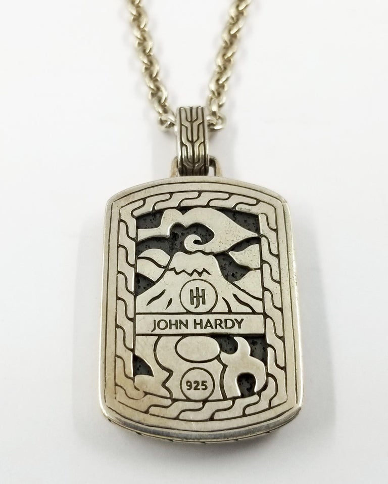 John Hardy Men's Volcanic Rock Dog Tag Long Necklace at 1stDibs