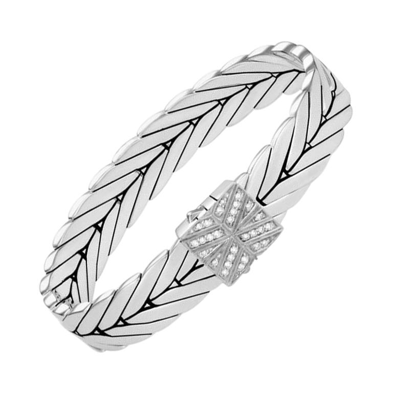John Hardy Twisted Chain Bracelet with Diamonds BBP996972DIXM For Sale