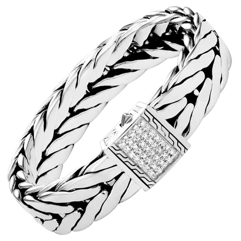 John Hardy Modern Chain Bracelet with Diamonds BMP9995362DIXM For Sale