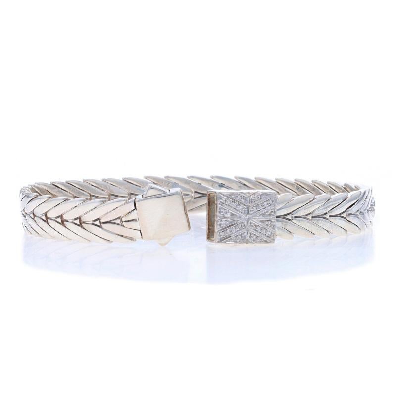 Round Cut John Hardy Modern Chain Diamond Bracelet 7 1/4