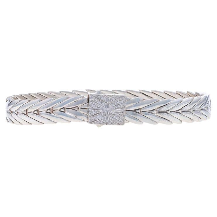 John Hardy Modern Chain Diamond Bracelet 7 1/4" - Sterling Silver 925 Round For Sale