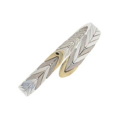 John Hardy Modern Chain Flex Cuff Bracelet Sterling and 18 Karat Yellow Gold