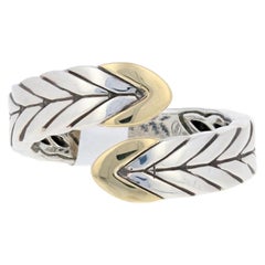 John Hardy Modern Chain Ring, Sterling Silver and 18 Karat Gold Statement Bypass