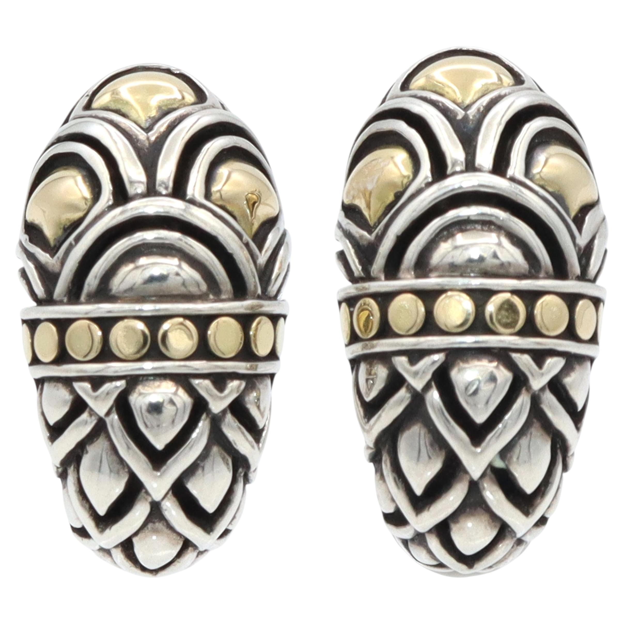 Pre-owned John Hardy Naga 18k Yellow Gold And Sterling Silver Shrimp Earrings
