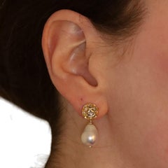 John Hardy Naga Baroque Pearl Dangle Earrings - Sterling 925 Gold 18k Pierced