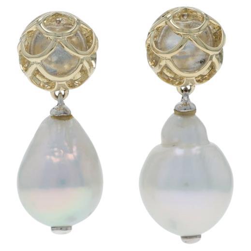 John Hardy Naga Baroque Pearl Dangle Earrings - Sterling 925 Gold 18k Pierced en vente