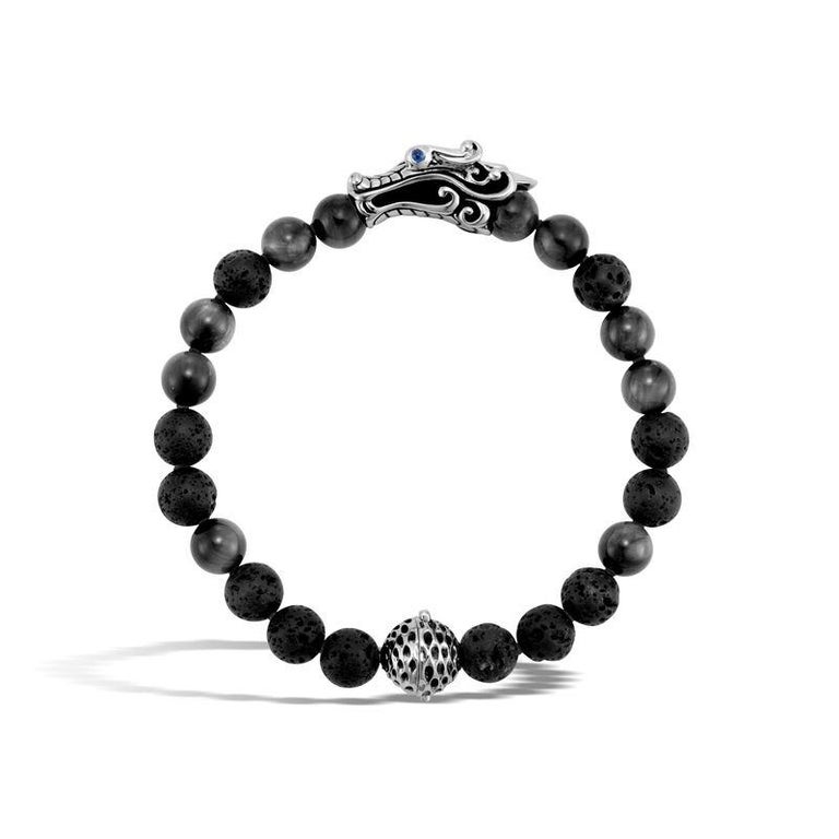 John Hardy Naga Bead Bracelet with Eagle Eye and Black Volcanic ...