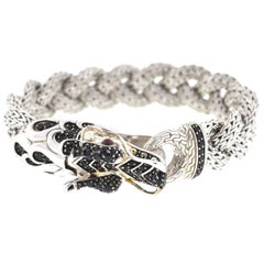 John Hardy Bracelet tressé de dragon Naga en saphir noir et argent sterling