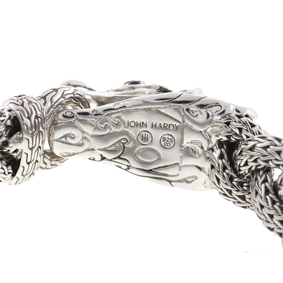 John Hardy Naga Black Sapphire and Sterling Silver Dragon Braided Bracelet In Excellent Condition In Boca Raton, FL