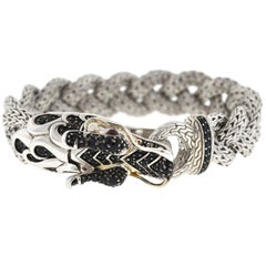 John Hardy Naga Black Sapphire and Sterling Silver Dragon Braided Bracelet
