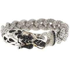 John Hardy Naga Black Sapphire and Sterling Silver Dragon Braided Bracelet