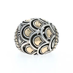 John Hardy Naga Kuppel Band Sterling 925 Gelbgold 18k Kuppel Erklärung Ring 7 1/4