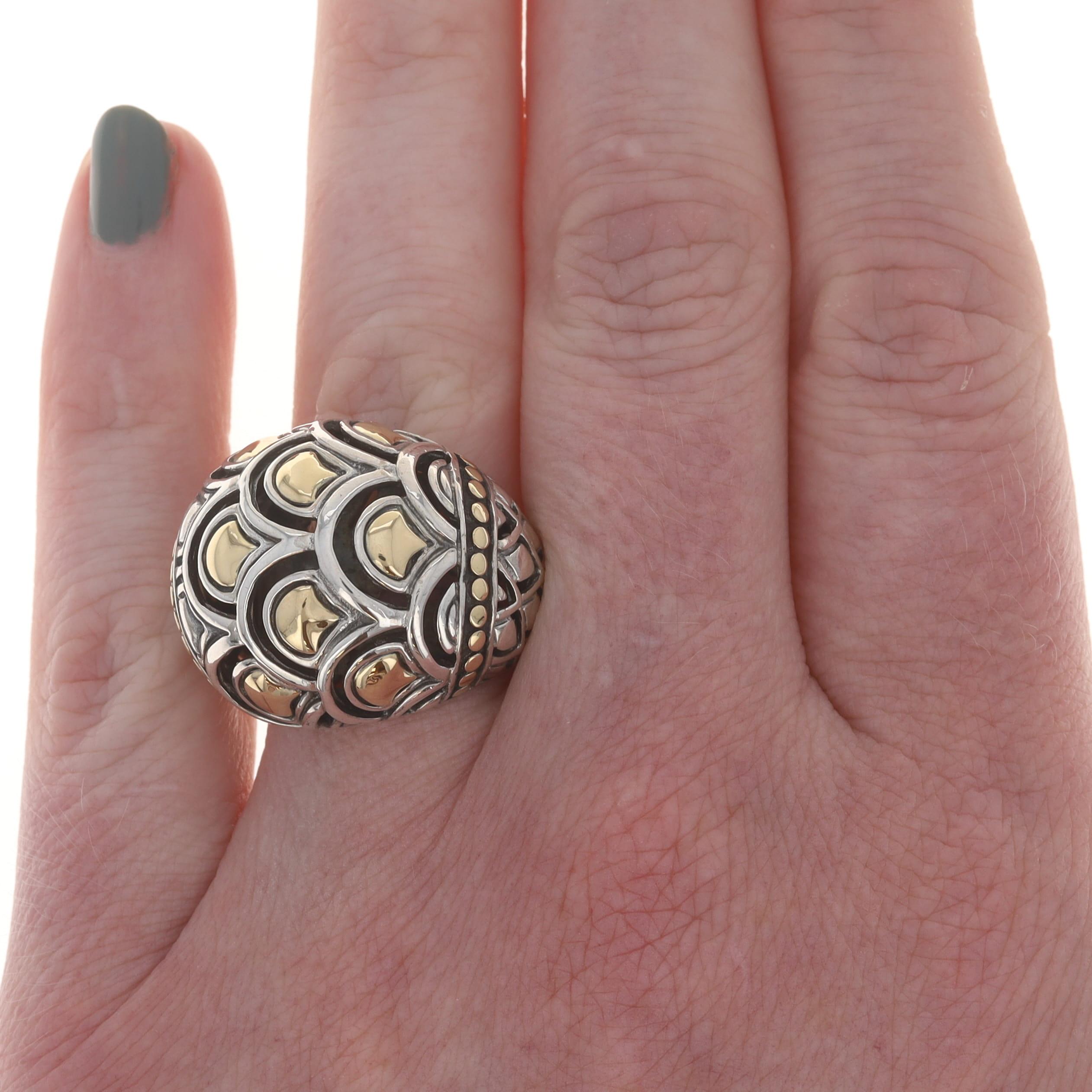 Anillo John Hardy Naga de oro amarillo 925 de 18 quilates con forma de cúpula 7 1/4 en Excelente estado para la venta en Greensboro, NC