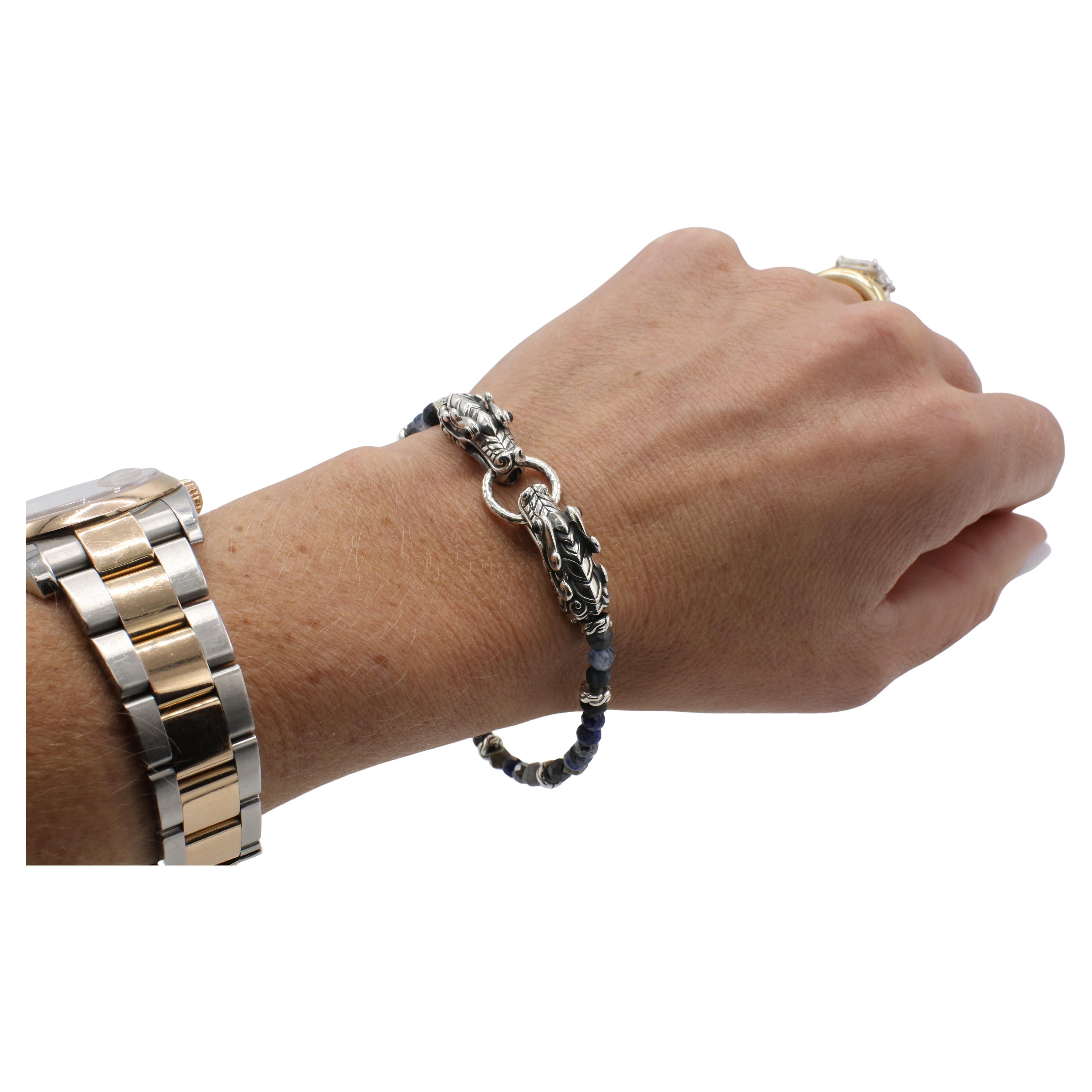 Pulsera de cuentas con piedras preciosas de plata de ley con cabeza de dragón naga John Hardy Moderno en venta