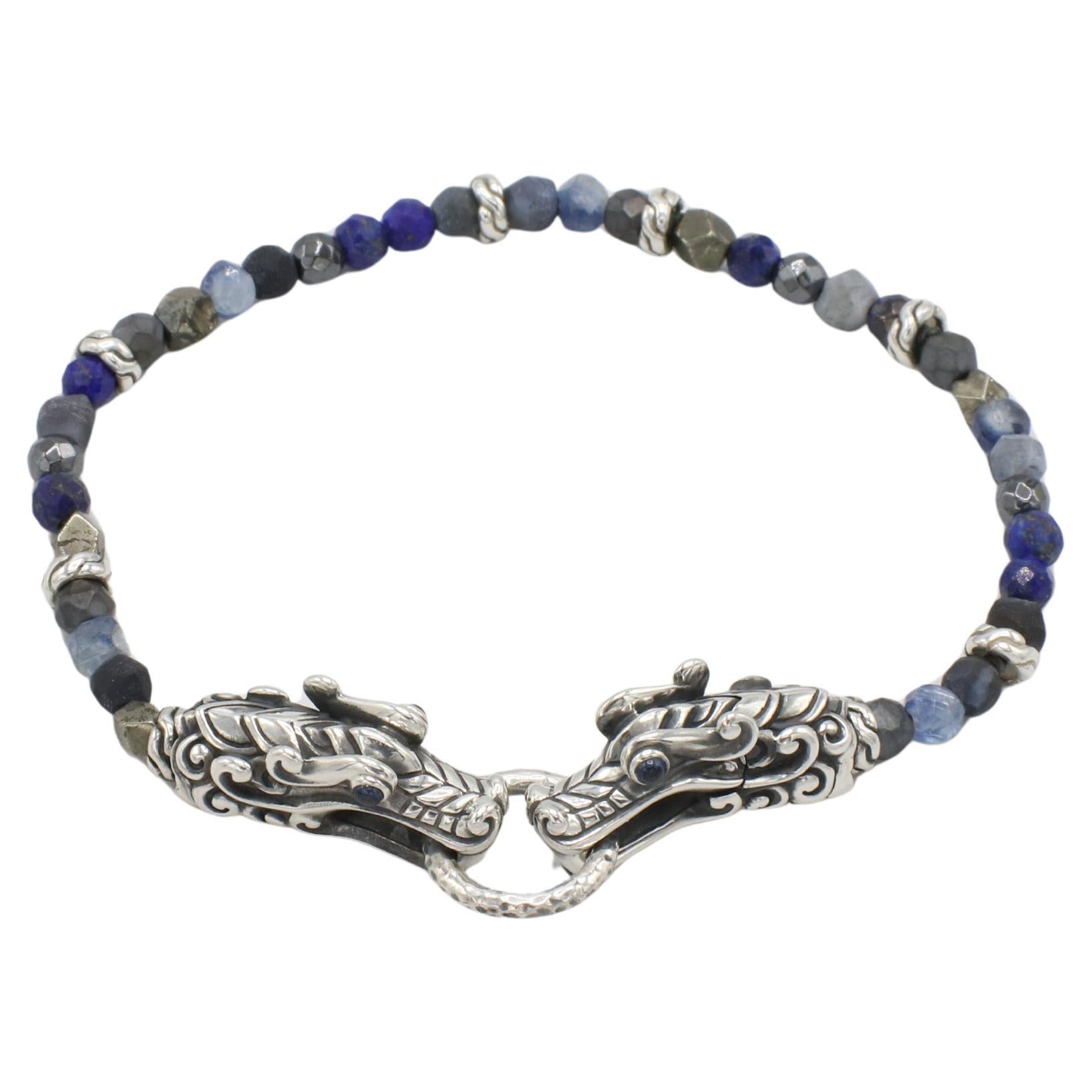 Pulsera de cuentas con piedras preciosas de plata de ley con cabeza de dragón naga John Hardy en venta