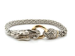 John Hardy Naga Legend Bracelet Dragon 18K Yellow Sterling Silver 7.5 Inch