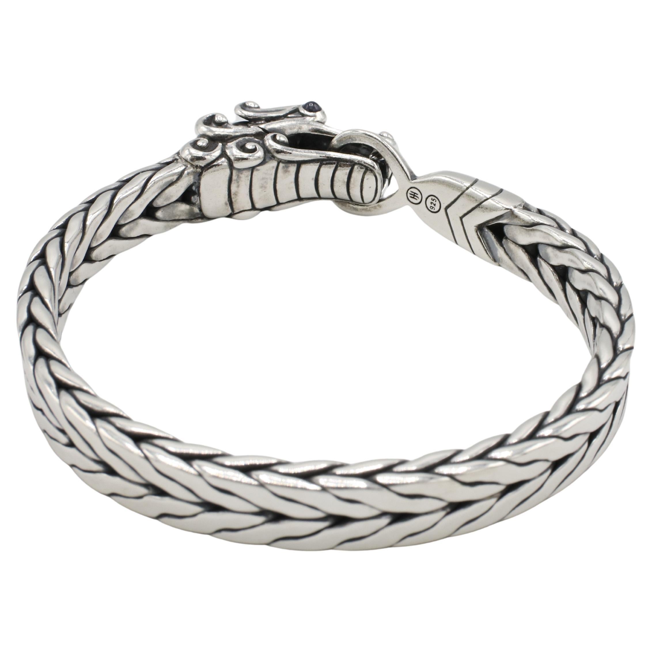 John Hardy Naga Sterling Silber Drachenkopf gewebt Kette Armreif Armband (Moderne) im Angebot