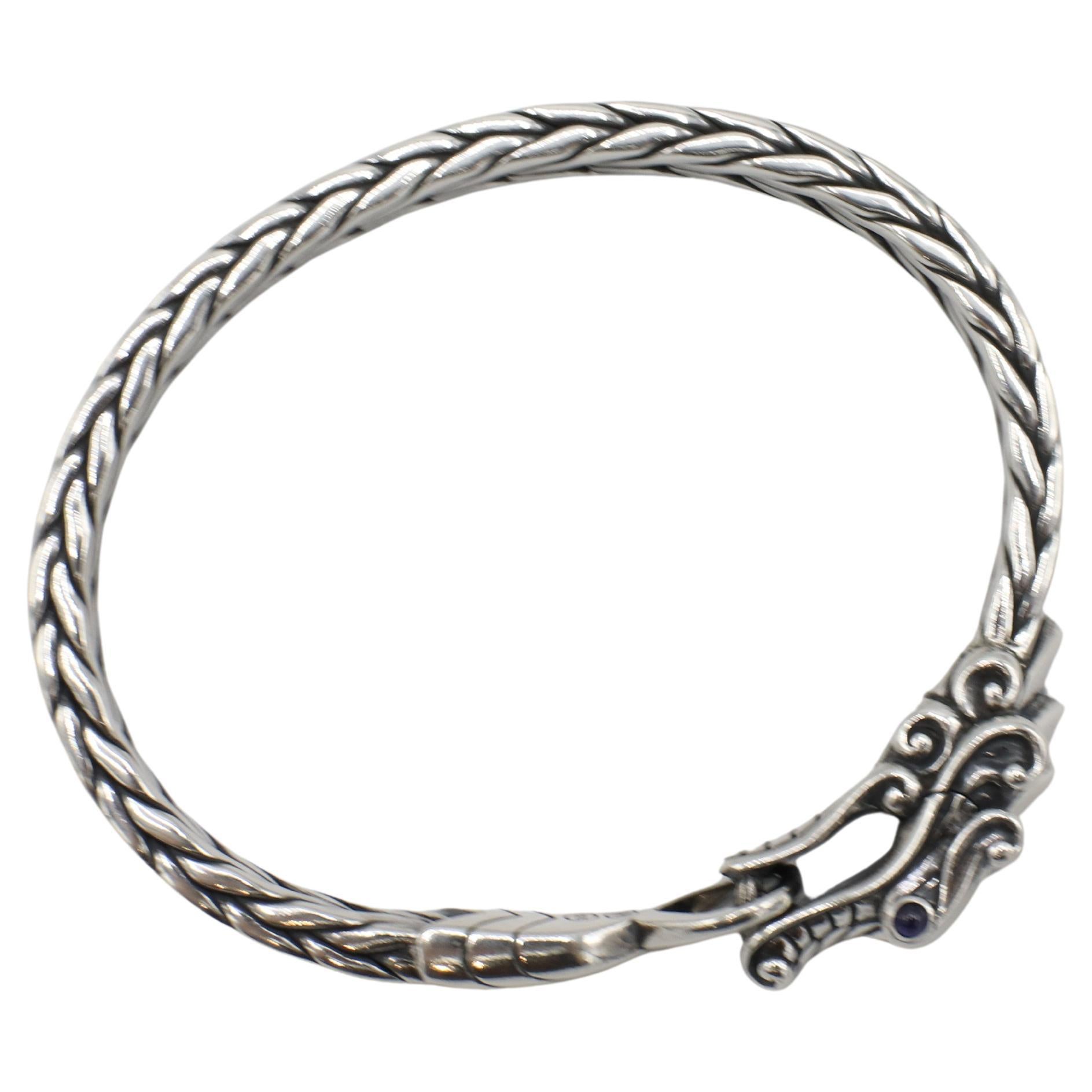 John Hardy Naga Sterling Silber Drachenkopf gewebt Kette Armreif Armband im Zustand „Hervorragend“ im Angebot in  Baltimore, MD