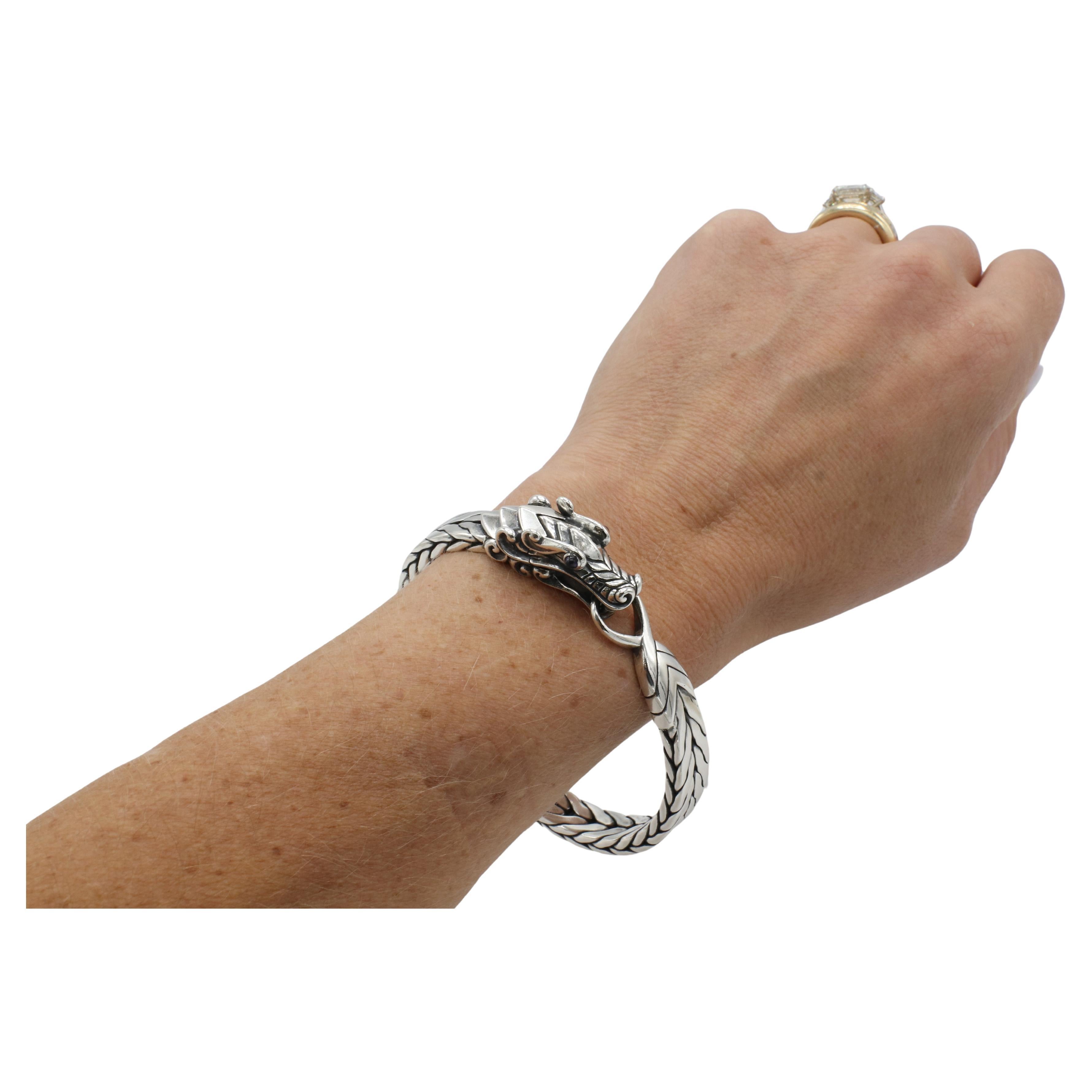 John Hardy Naga Sterling Silber Drachenkopf gewebt Kette Armreif Armband für Damen oder Herren im Angebot
