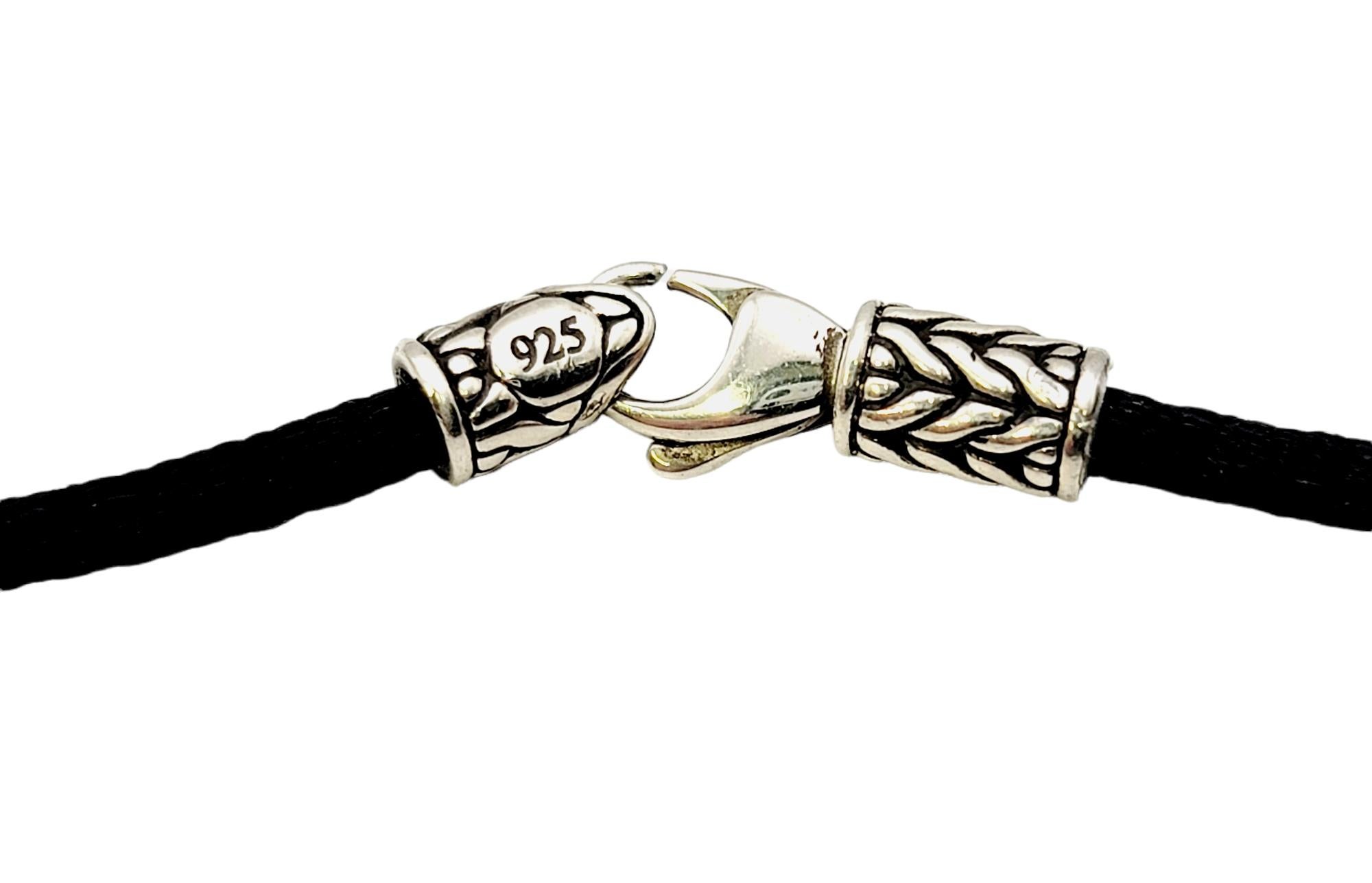 John Hardy Naga Sterling Silver Dragon Pendant Necklace on Black Silk Cord 2