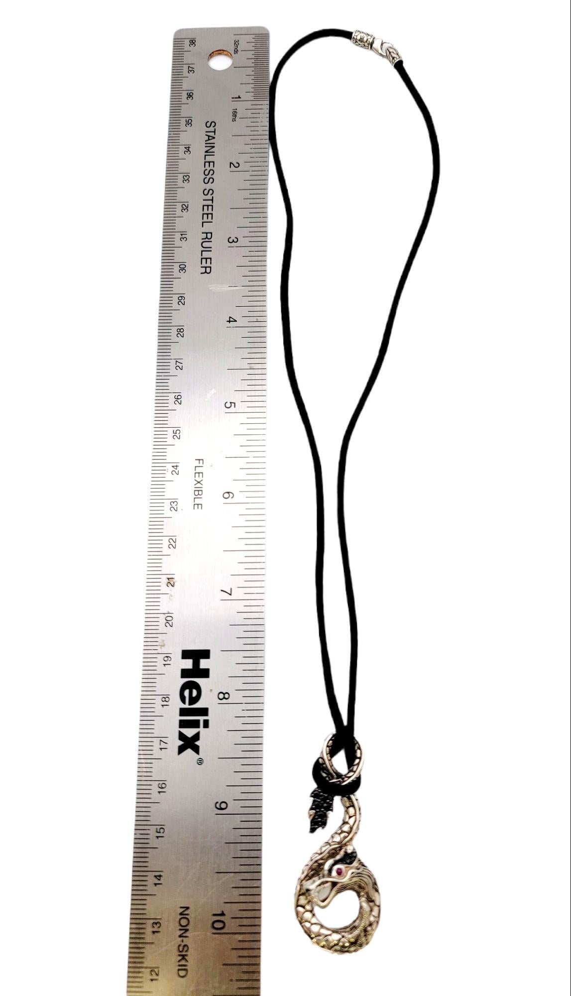 John Hardy Naga Sterling Silver Dragon Pendant Necklace on Black Silk Cord 6