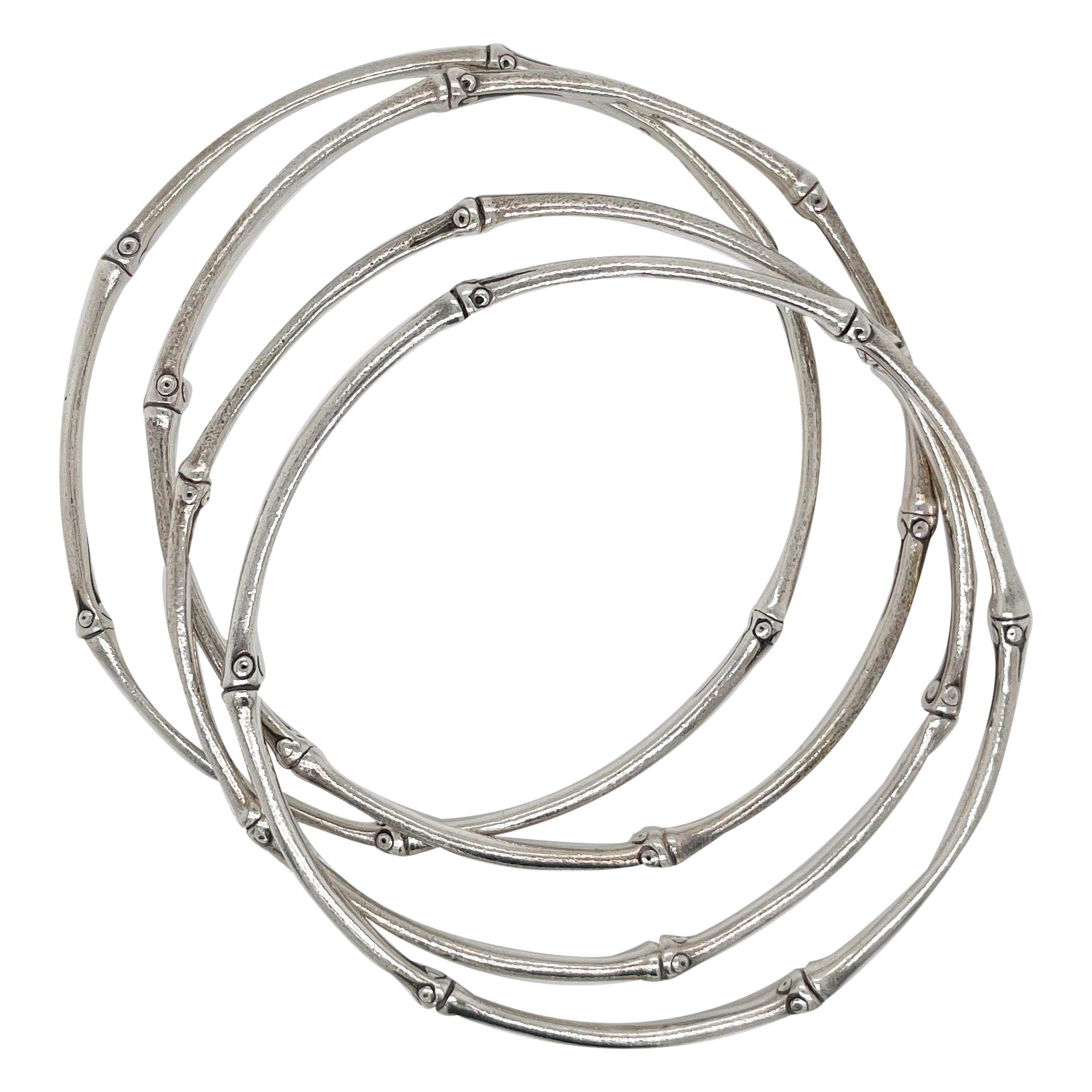 John Hardy Nusa Penida Schlanker Bambus-Sterlingsilber-Armreif-Set