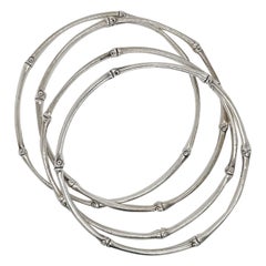 John Hardy Nusa Penida Slim Bamboo Sterling Silver Bangle Bracelet Set