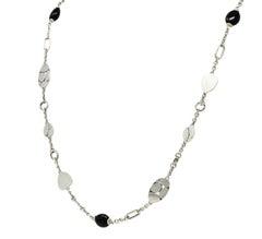 John Hardy Onyx Sterling Silver Dot Long Chain Necklace
