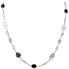 John Hardy Onyx Sterling Silver Dot Long Chain Necklace