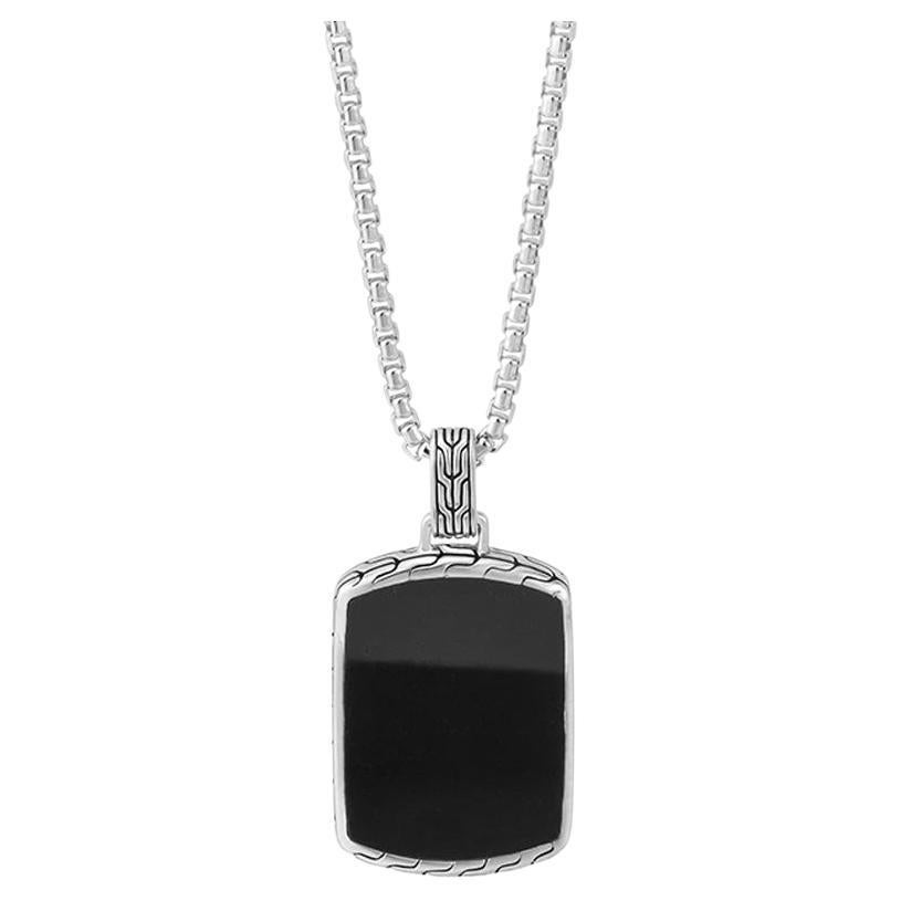 John Hardy Onyx Tag Sterling Silver Necklace - LIQUIDATION SALE For Sale