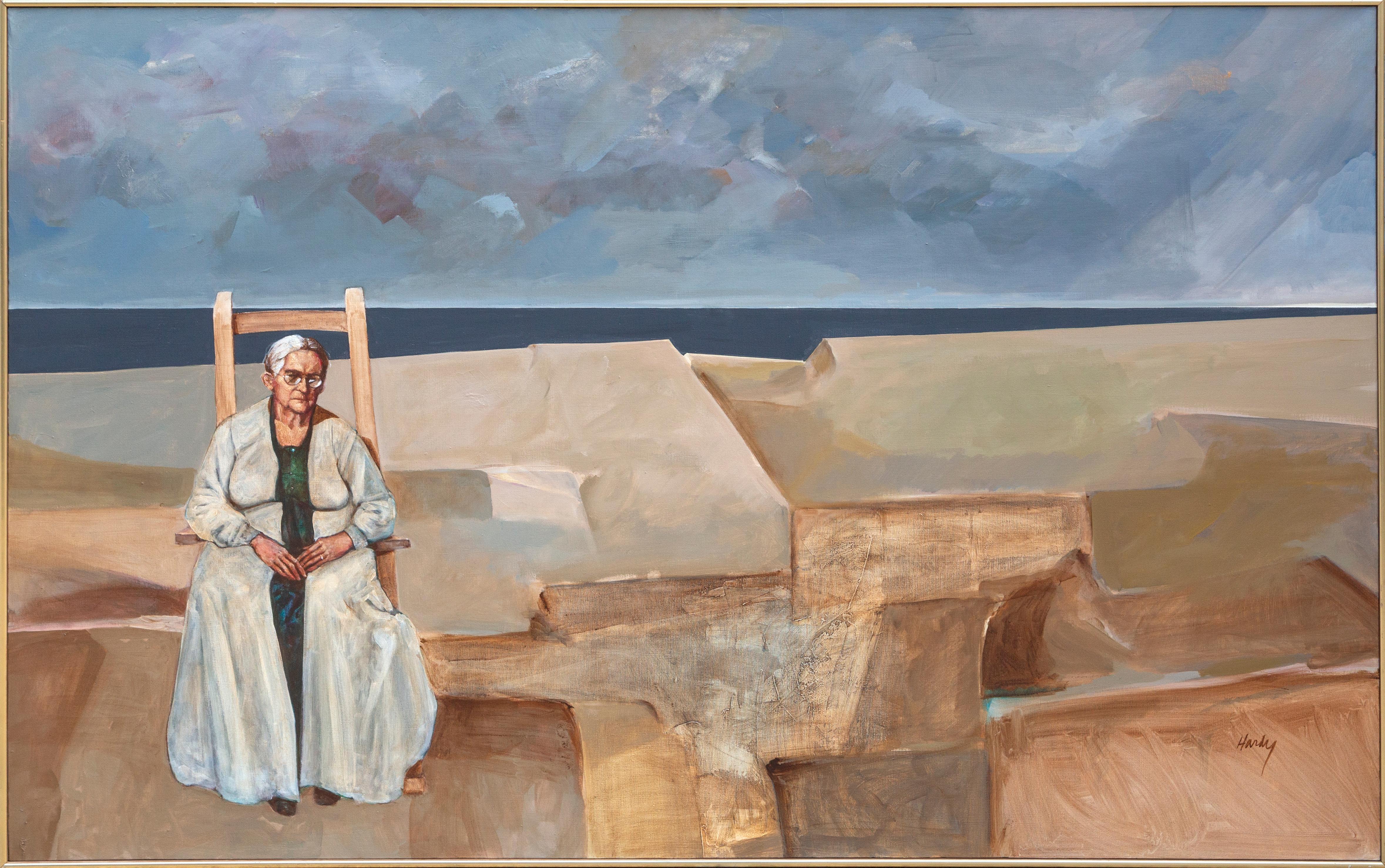Artist: John Hardy, American (1923 - 2014)
Title: Grandmother at Shore
Year: circa 1974
Medium: Acrylic on Canvas, signed l.r.
Size: 46 x 70 in. (116.84 x 177.8 cm)
