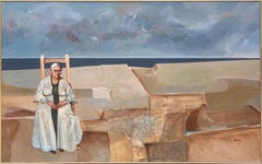 Grandmother at Shore, Large Painting by John Hardy