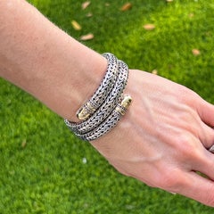 John Hardy Palu 22 Karat Yellow Gold Sterling Silver Coil Cuff Bracelet