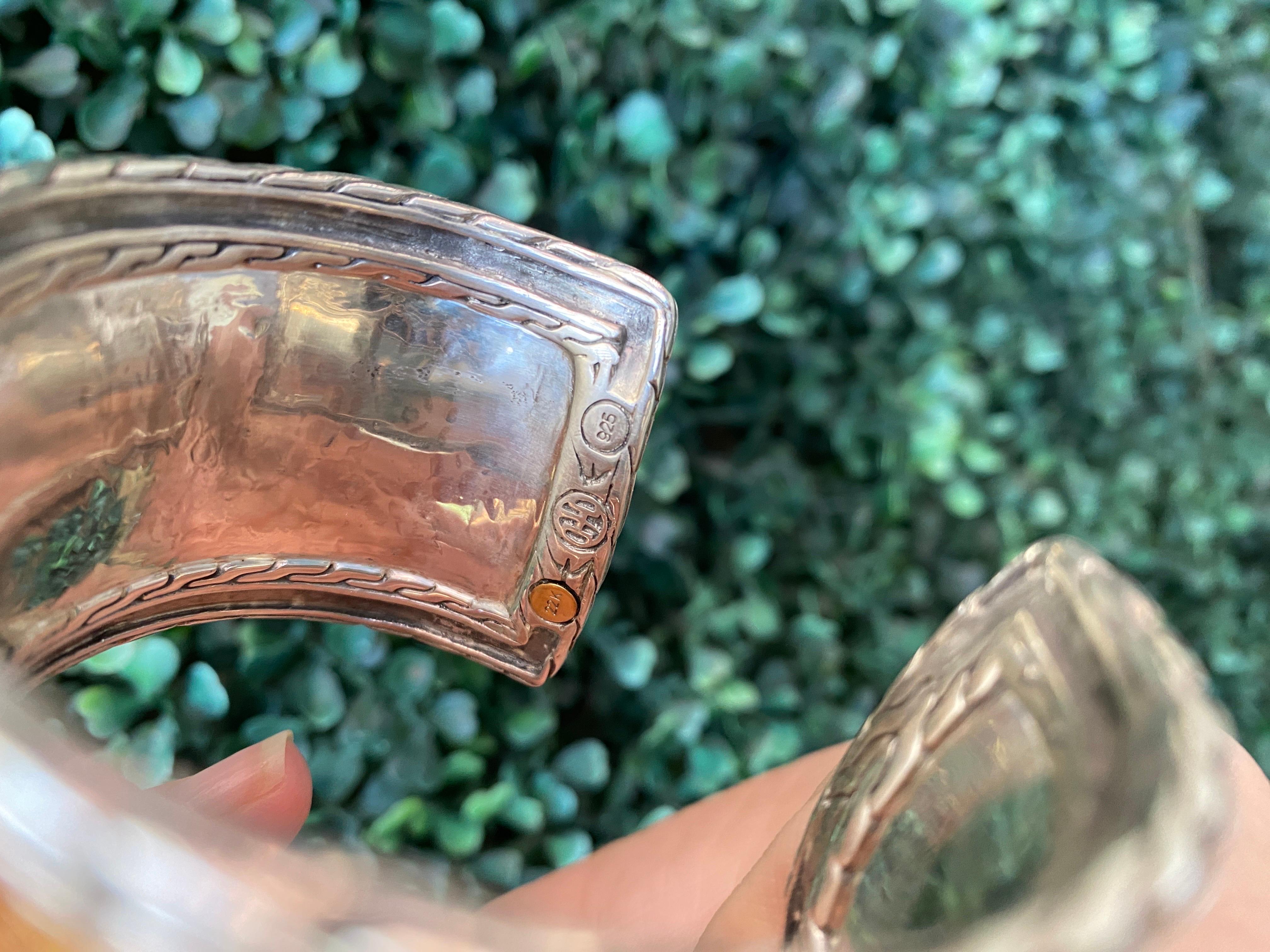 John Hardy Palu 22 Karat Gelbgold & Sterlingsilber gehämmerte Manschette 4