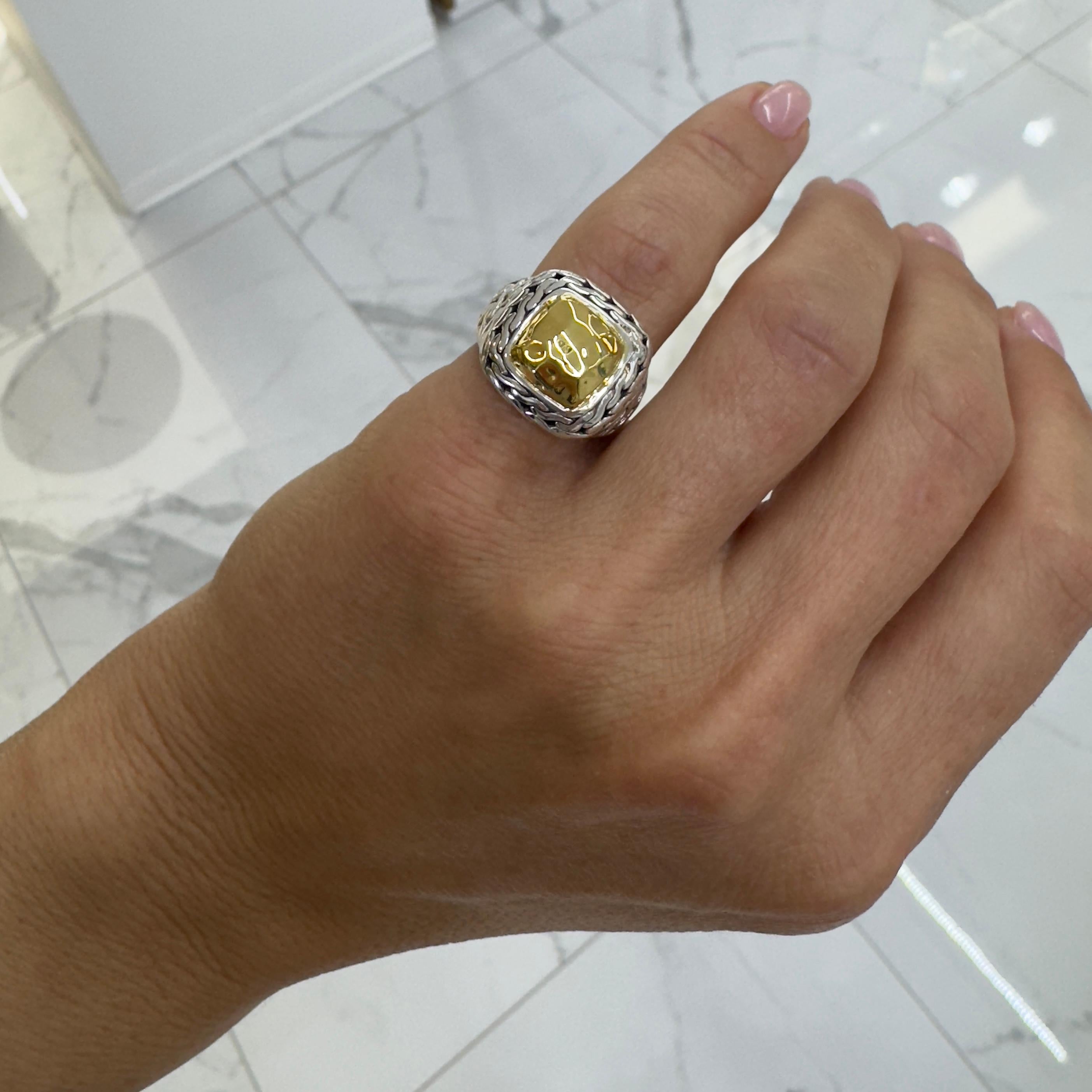 Anillo de cóctel martillado John Hardy Palu de oro amarillo de 22 quilates y plata de ley 925 en venta 4