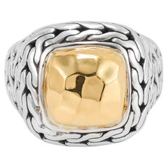 John Hardy Palu 22K Gelbgold & 925 Sterlingsilber gehämmerter Cocktail-Ring