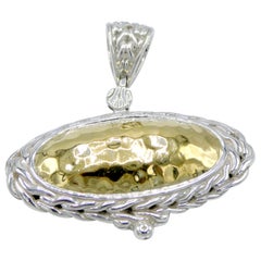 John Hardy Palu Oval Sterling Silver and 22 Karat Gold Hammered Pendant