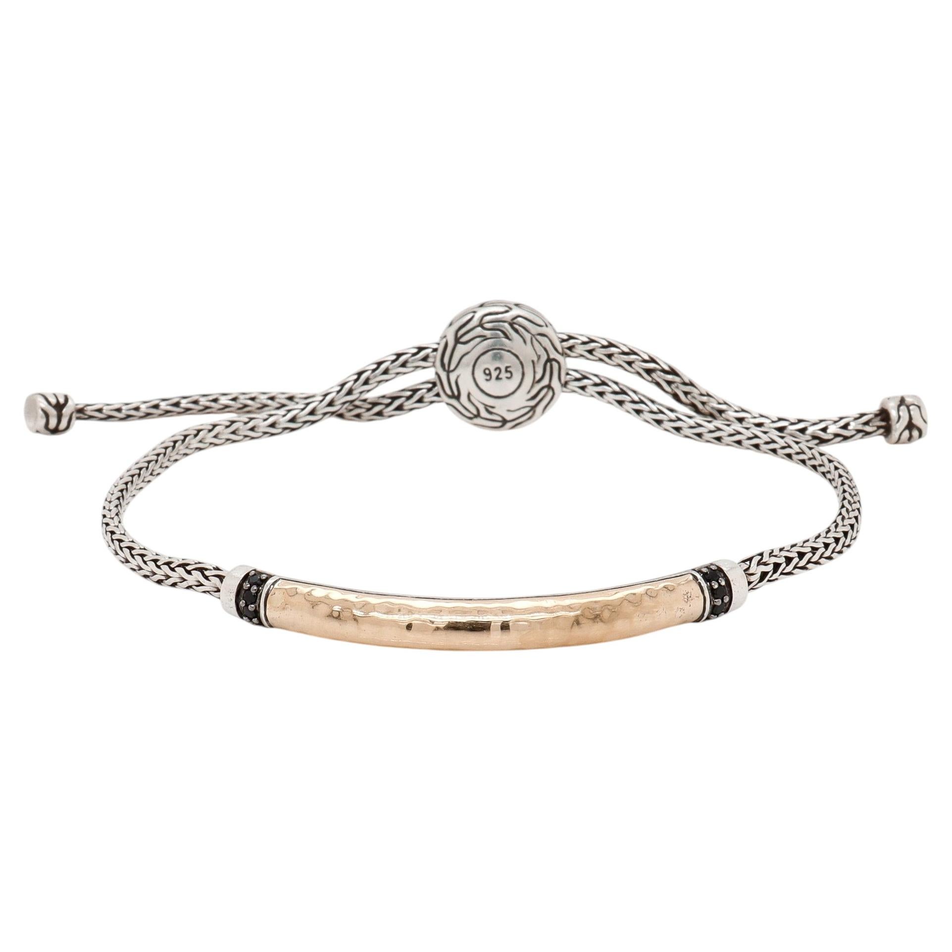 John Hardy Palu Pull-Through Sterling Silver & 1/3 18K Gold Slide Bracelet For Sale
