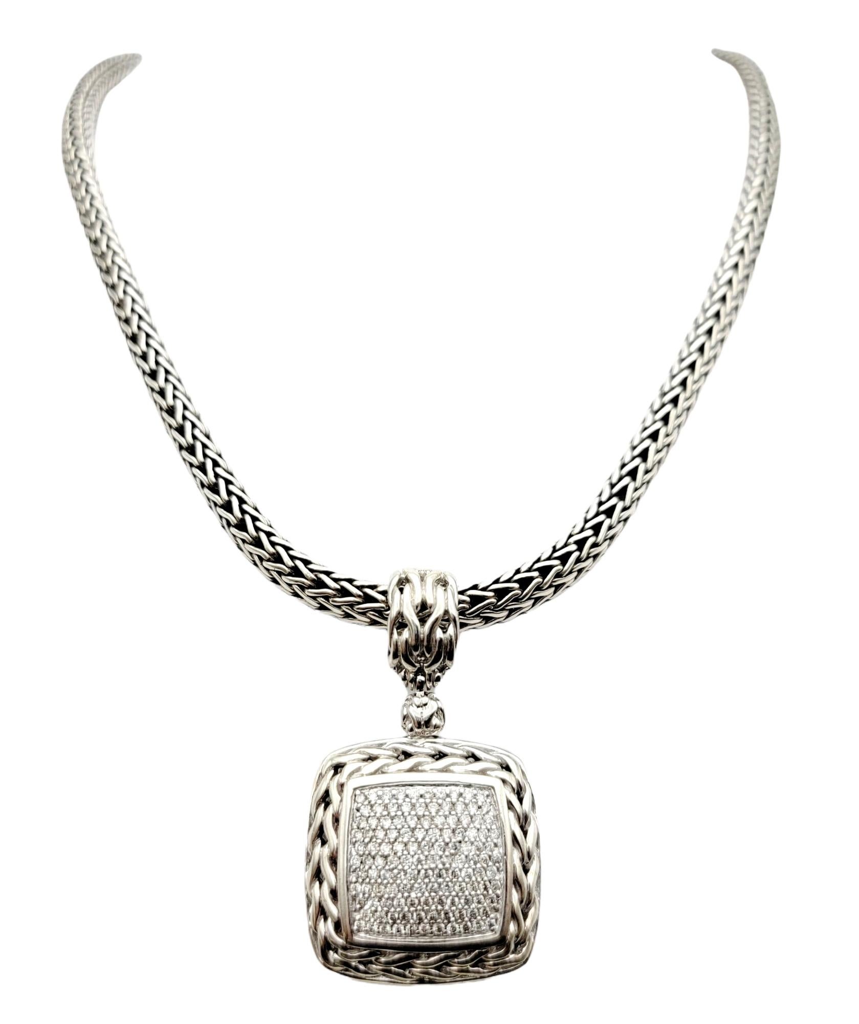 John Hardy Pave Diamond Enhancer and Signature Classic Sterling Silver Chain 2