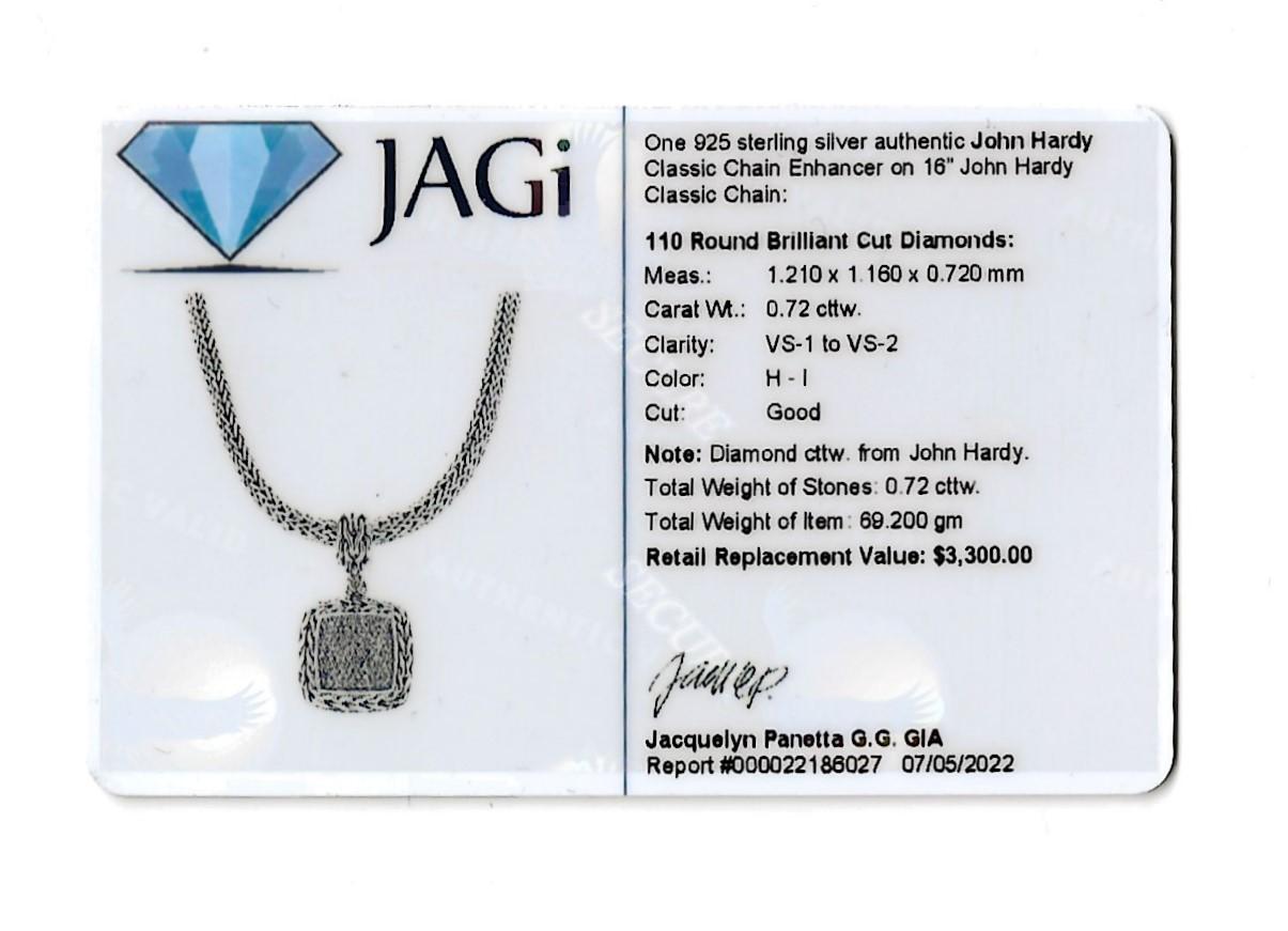 John Hardy Pave Diamond Enhancer and Signature Classic Sterling Silver Chain 5