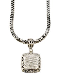 John Hardy Pave Diamond Enhancer and Signature Classic Sterling Silver Chain