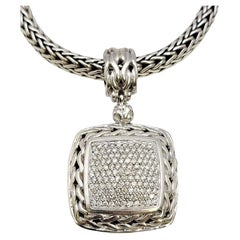 John Hardy Pave Diamond Enhancer and Signature Classic Sterling Silver Chain