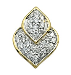 John Hardy Pavé Diamond Leaf Motif Stud Earrings in 18 Karat Yellow Gold