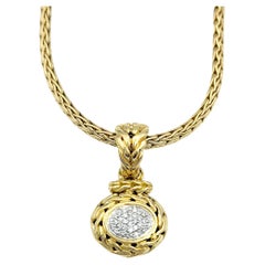 John Hardy Collar con Colgante Ovalado de Diamantes Pave y Cadena de Oro Amarillo de 18 Kilates