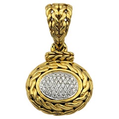 John Hardy Pavé Diamond Woven Slider Pendant in 18 Karat Yellow Gold