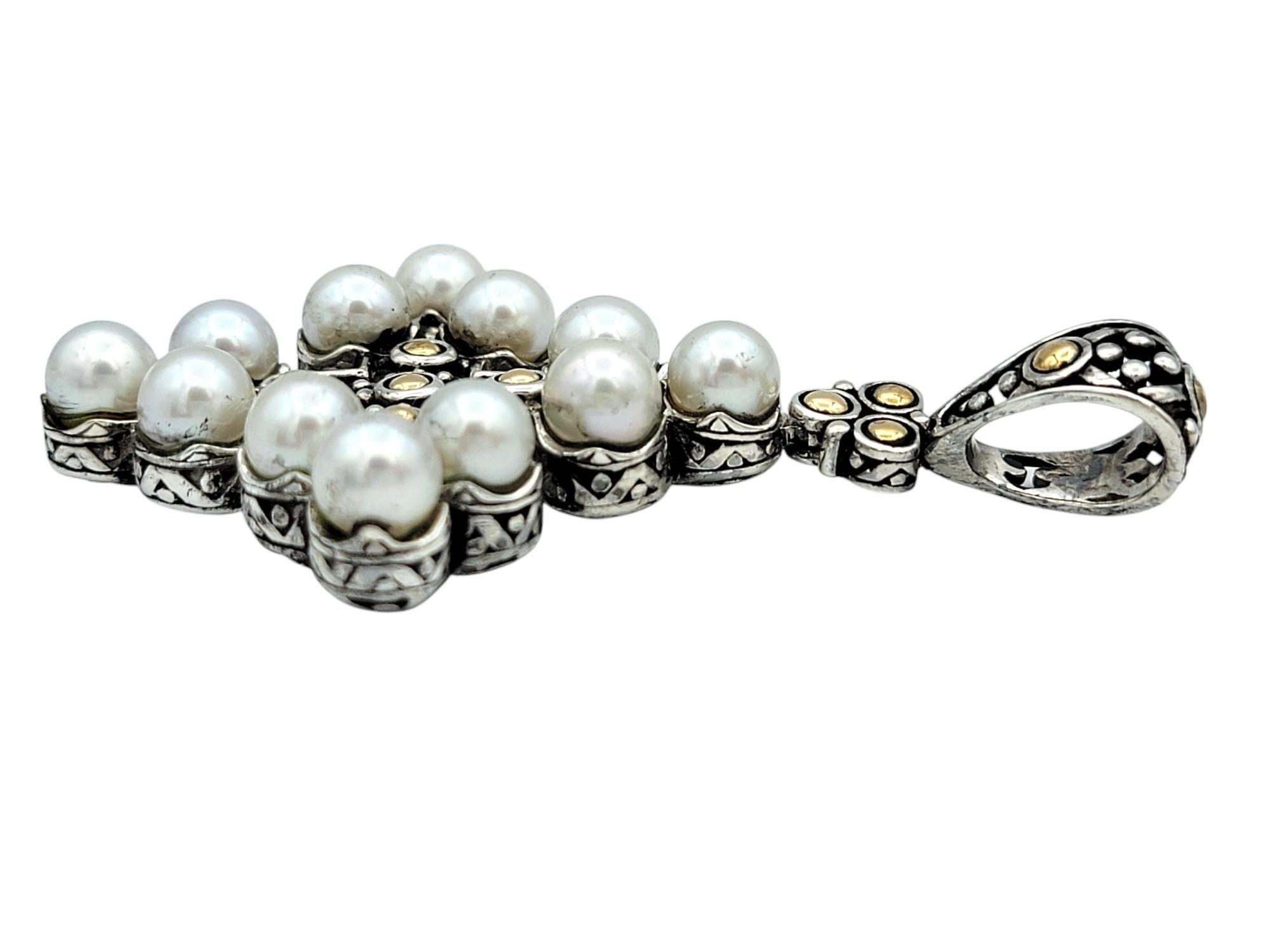 Contemporaneo John Hardy Ciondolo a forma di croce di Jaisalmer in argento sterling e oro giallo 18 carati